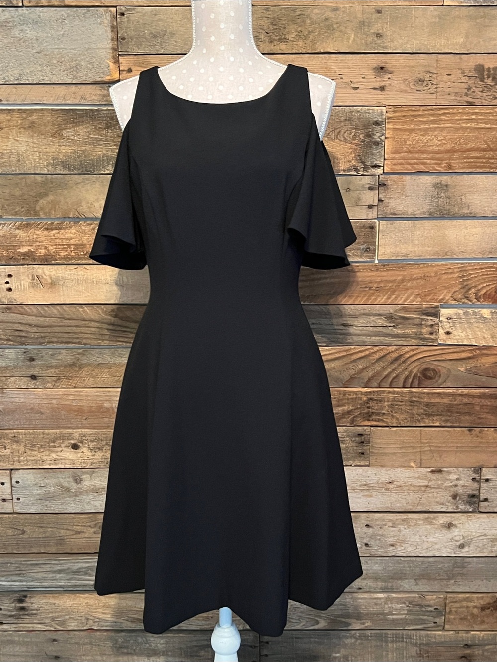 Eliza J Black Cold-Shoulder Midi Dress